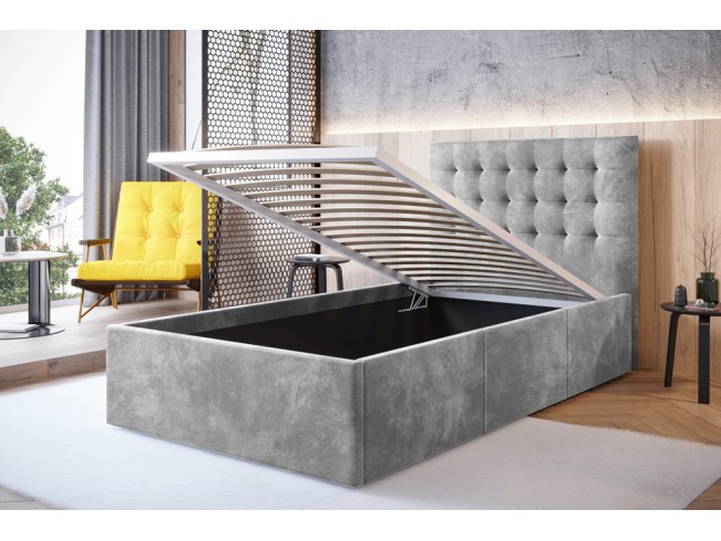 Łóżko tapicerowane Prato 120 Riviera 82 jasny szary