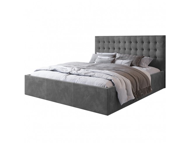 Łóżko tapicerowane Prato 140 Riviera 91 szary - widok z przodu