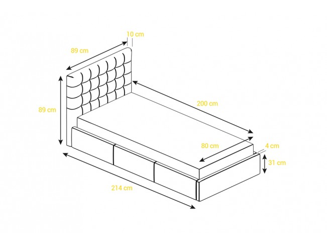 Łóżko tapicerowane Prato 80 Riviera 95 ciemny szary
