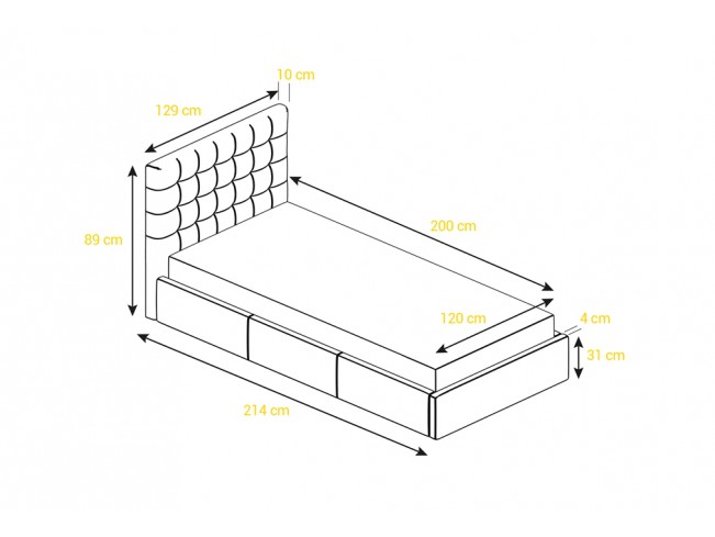 Łóżko tapicerowane Prato 120 Riviera 95 ciemny szary