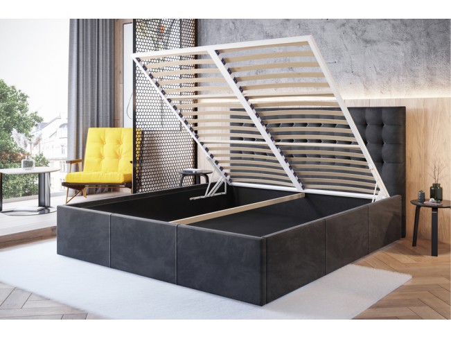 Łóżko tapicerowane Prato 140 Riviera 100 czarny