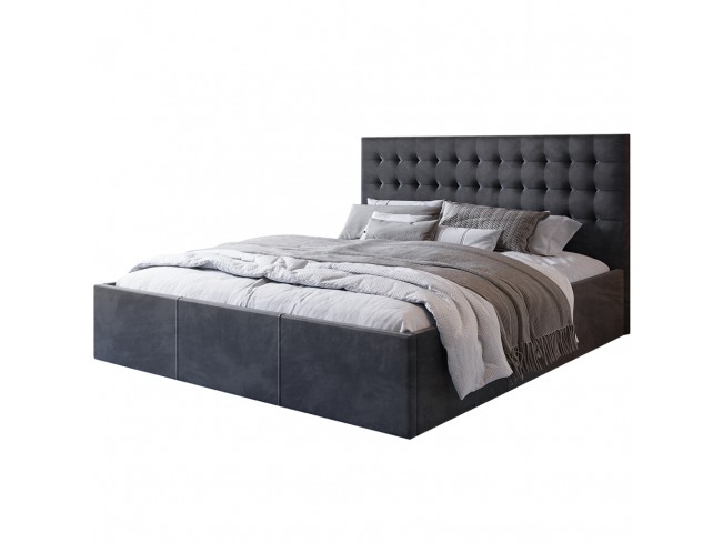 Łóżko tapicerowane Prato 180 Riviera 100 czarny - widok z przodu