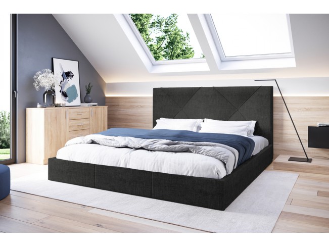 Łóżko tapicerowane Rino 160 Sawana 14 czarny