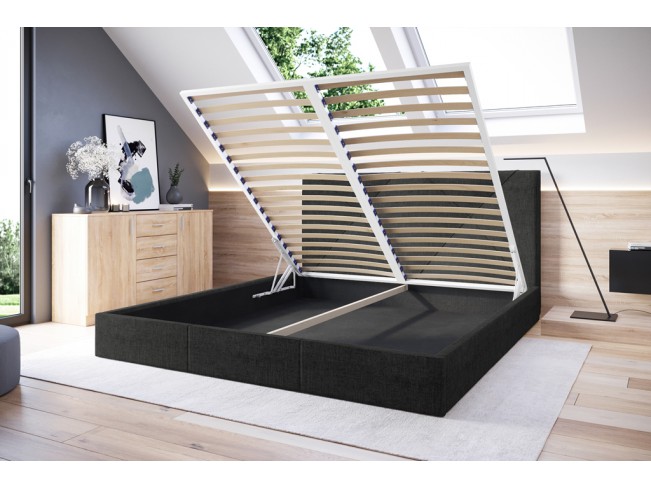 Łóżko tapicerowane Rino 180 Sawana 14 czarny