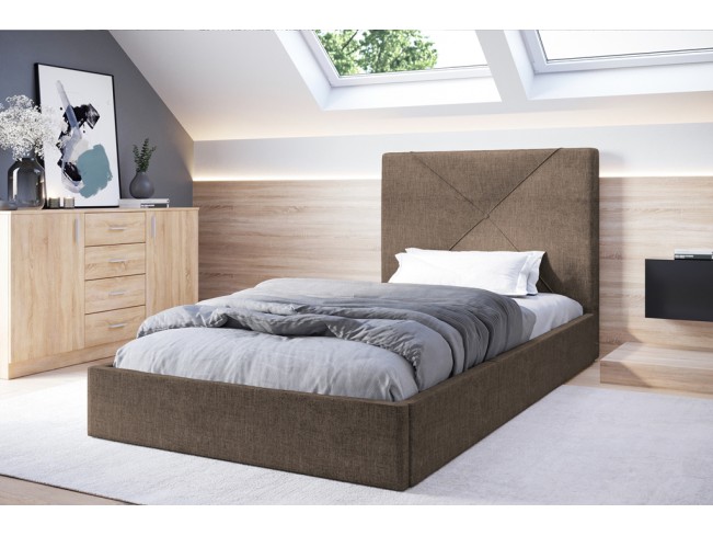 Łóżko tapicerowane Rino 90 Sawana 25 ciepły brąz