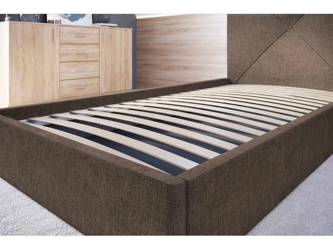 Łóżko tapicerowane Rino 90 Sawana 25 ciepły brąz