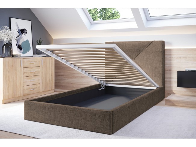 Łóżko tapicerowane Rino 90 Sawana 25 ciepły brąz