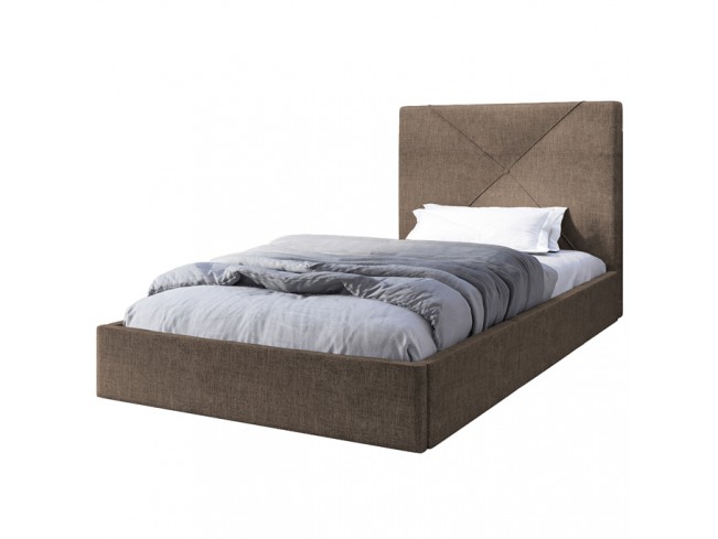 Łóżko tapicerowane Rino 120 Sawana 25 w odcieniu ciepłego brązu - widok z przodu