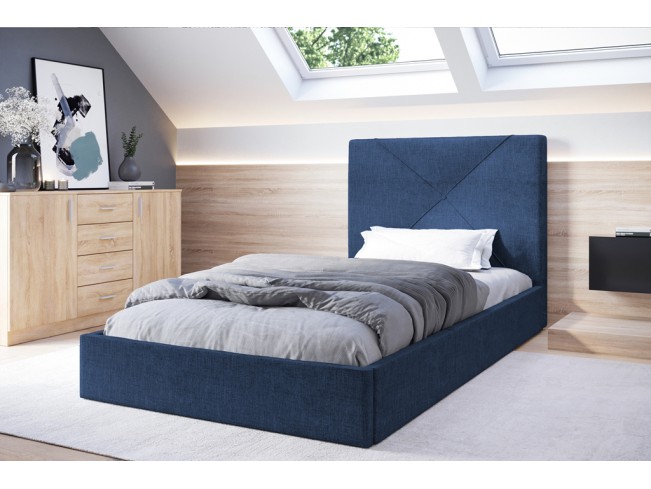 Łóżko tapicerowane Rino 90 Sawana 80 niebieski jeans