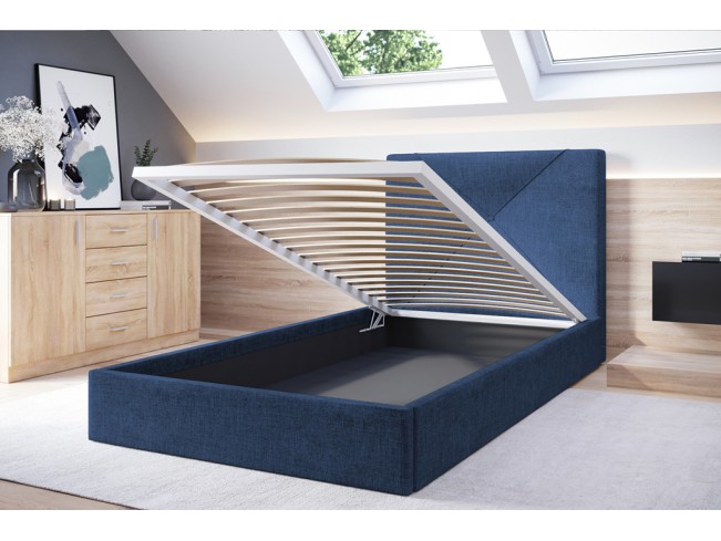 Łóżko tapicerowane Rino 90 Sawana 80 niebieski jeans