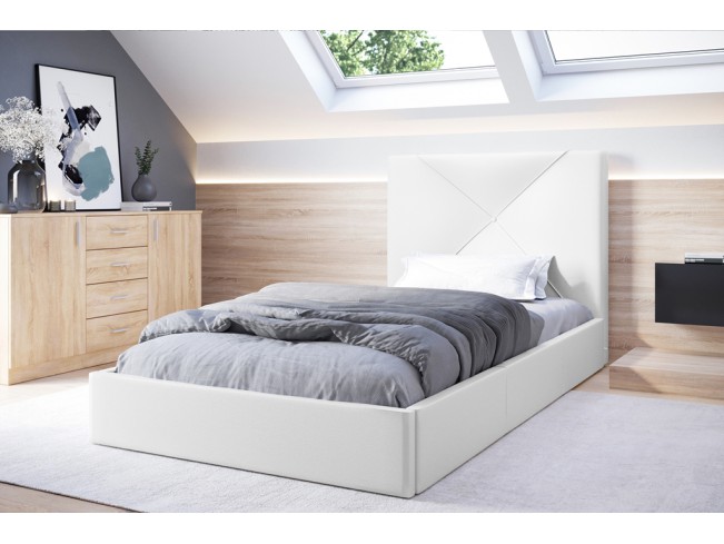 Łóżko tapicerowane Rino 80 Madryt 920 biały