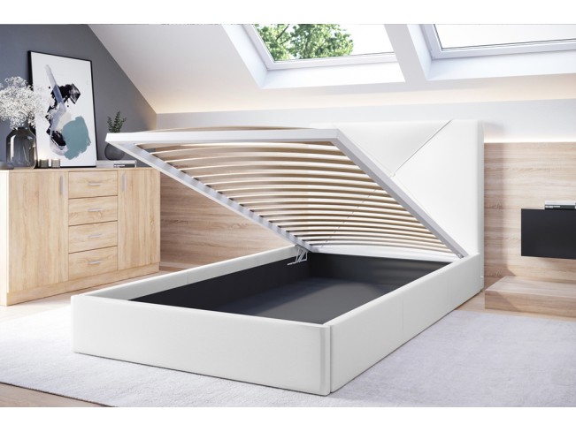 Łóżko tapicerowane Rino 80 Madryt 920 biały