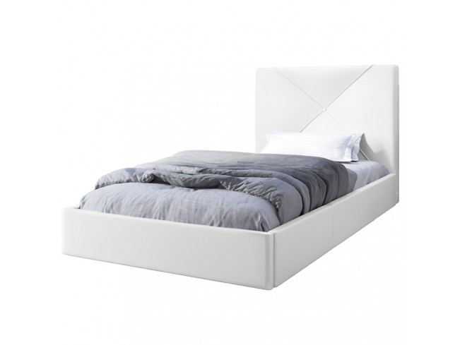 Łóżko tapicerowane Rino 90 Madryt 920 biały - widok z przodu