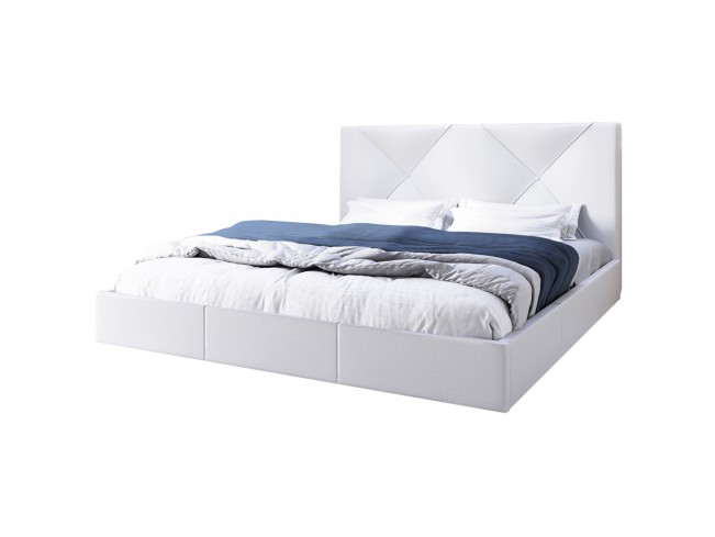 Łóżko tapicerowane Rino 180 Madryt 920 biały - widok z przodu