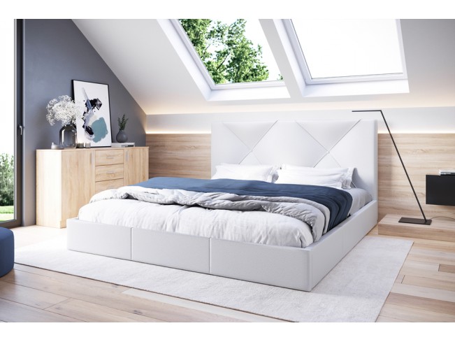 Łóżko tapicerowane Rino 180 Madryt 920 biały