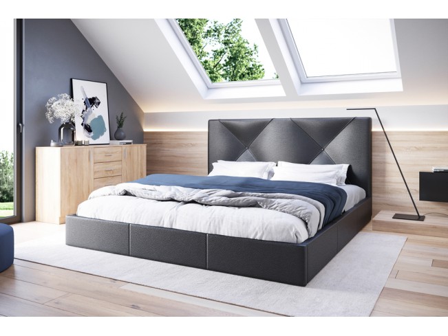 Łóżko tapicerowane Rino 180 Madryt 9100 czarny