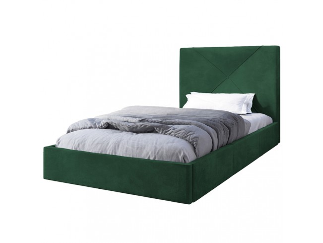 Łóżko tapicerowane Rino 80 Kronos 19 w głębokiej butelkowej zieleni