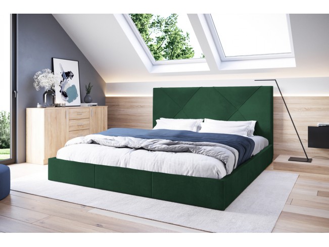Łóżko tapicerowane Rino 140 Kronos 19 butelkowa zieleń
