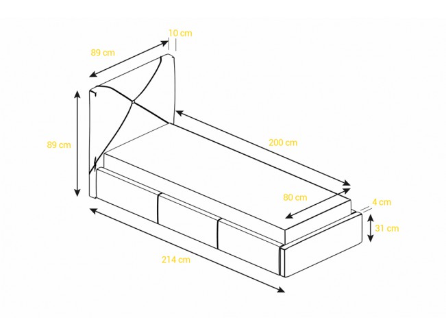 Łóżko tapicerowane Rino 80 Kronos 34 ciemny szary