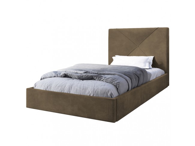 Łóżko tapicerowane Rino 80 Monolith 09 jasny brąz - widok z przodu