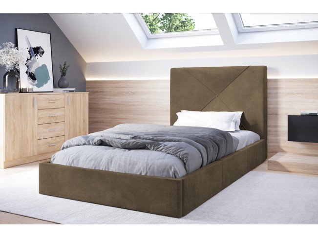 Łóżko tapicerowane Rino 90 Monolith 09 jasny brąz