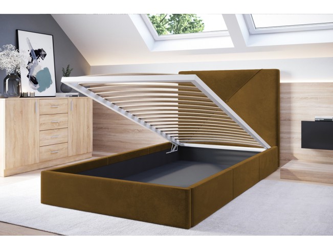 Łóżko tapicerowane Rino 90 Monolith 48 miodowy