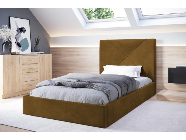 Łóżko tapicerowane Rino 120 Monolith 48 miodowy