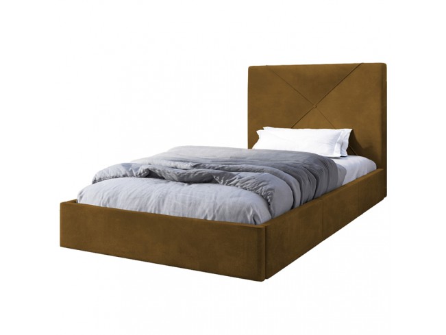 Łóżko tapicerowane Rino 120 Monolith 48 miodowy - widok frontalny