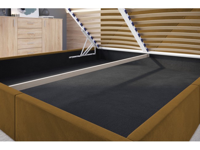 Łóżko tapicerowane Rino 140 Monolith 48 miodowy