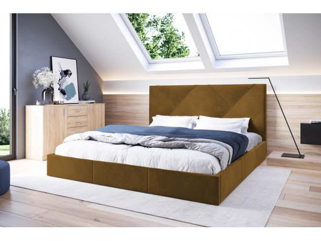 Łóżko tapicerowane Rino 160 Monolith 48 miodowy