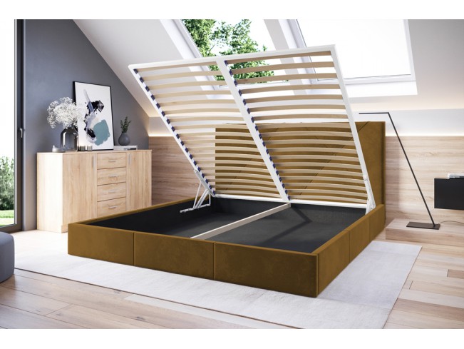 Łóżko tapicerowane Rino 160 Monolith 48 miodowy