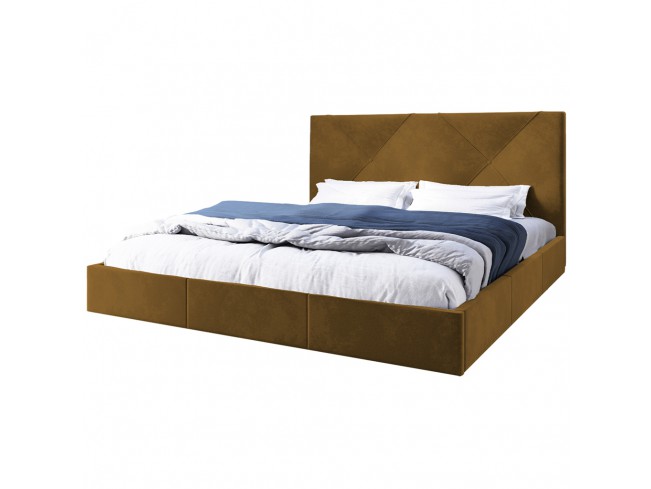 Łóżko tapicerowane Rino 180 Monolith 48 miodowy - widok z przodu