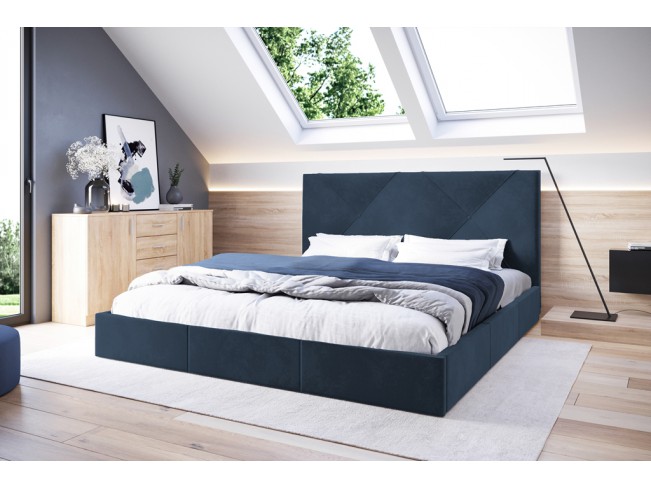 Łóżko tapicerowane Rino 140 Monolith 77 granatowy