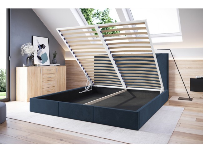 Łóżko tapicerowane Rino 180 Monolith 77 granatowy