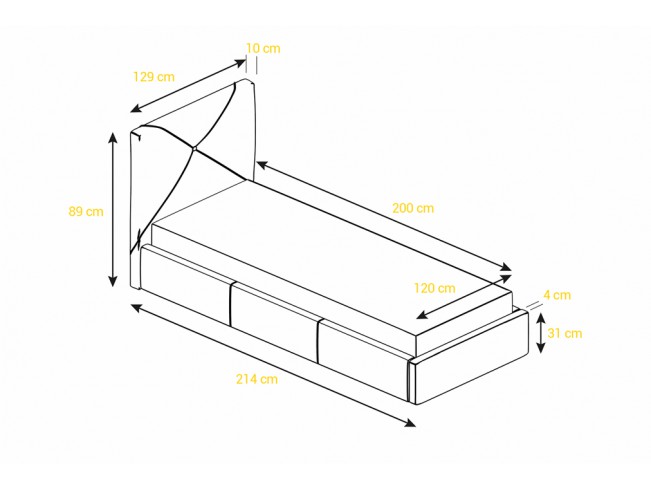 Łóżko tapicerowane Rino 120 Monolith 84 jasny szary