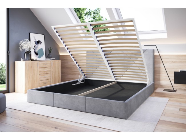 Łóżko tapicerowane Rino 140 Monolith 84 jasny szary