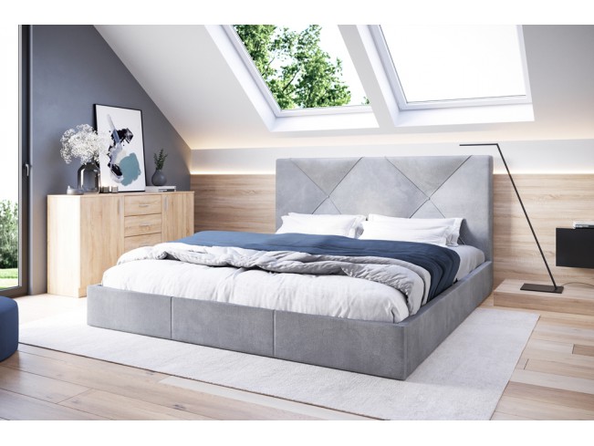 Łóżko tapicerowane Rino 180 Monolith 84 jasny szary