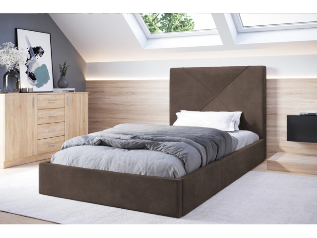 Łóżko tapicerowane Rino 80 Monolith 15 mleczna czekolada