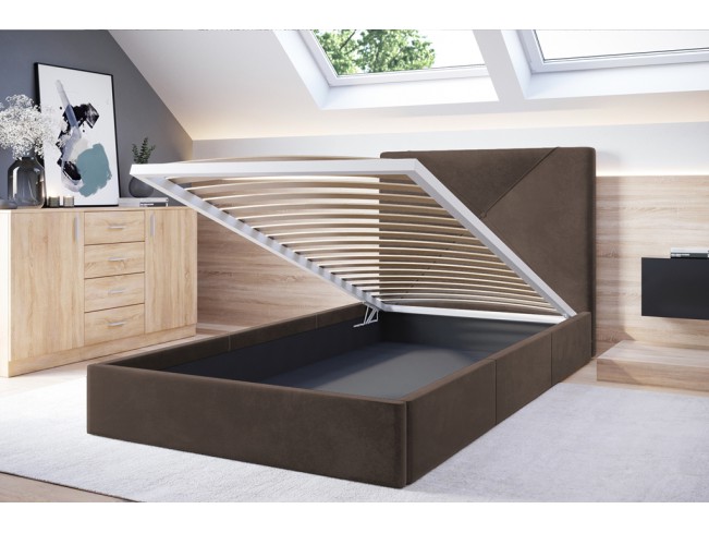 Łóżko tapicerowane Rino 80 Monolith 15 mleczna czekolada