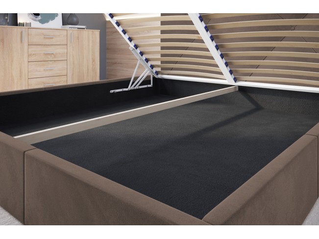 Łóżko tapicerowane Rino 160 Monolith 15 mleczna czekolada