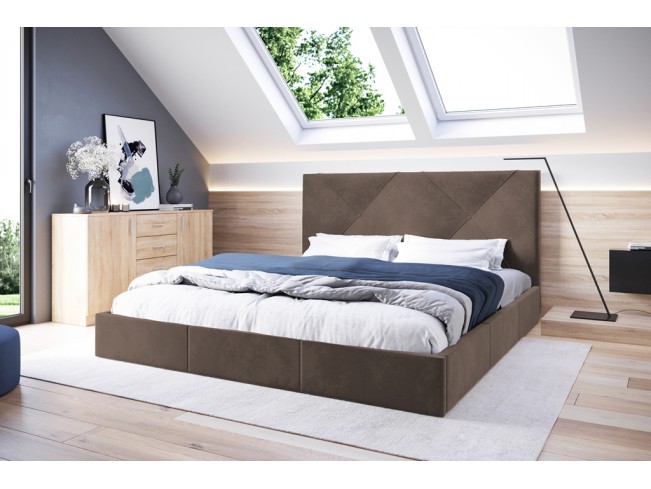 Łóżko tapicerowane Rino 180 Monolith 15 mleczna czekolada