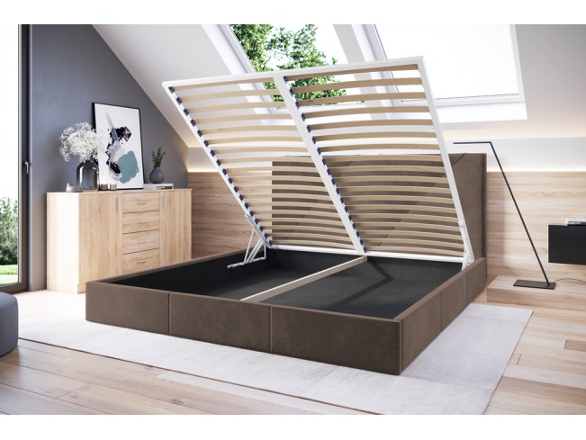 Łóżko tapicerowane Rino 180 Monolith 15 mleczna czekolada