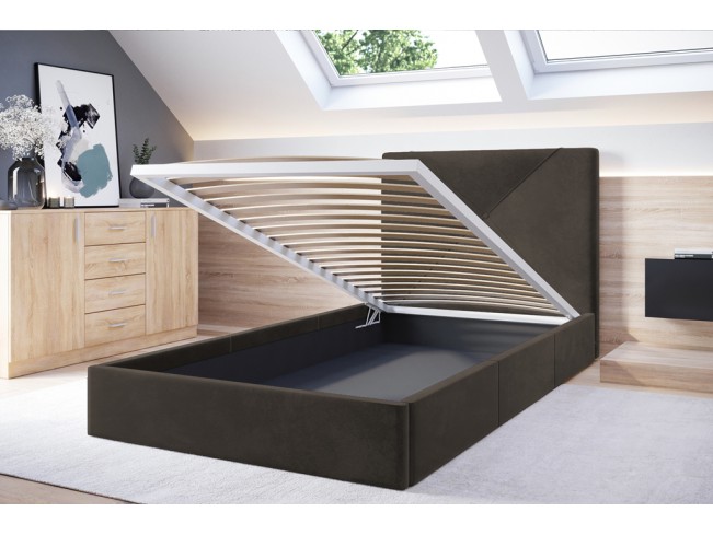 Łóżko tapicerowane Rino 90 Monolith 20 szary brąz