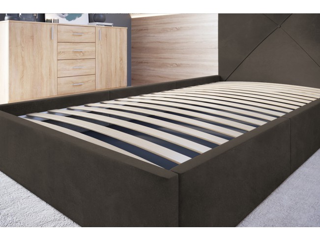 Łóżko tapicerowane Rino 120 Monolith 20 szary brąz