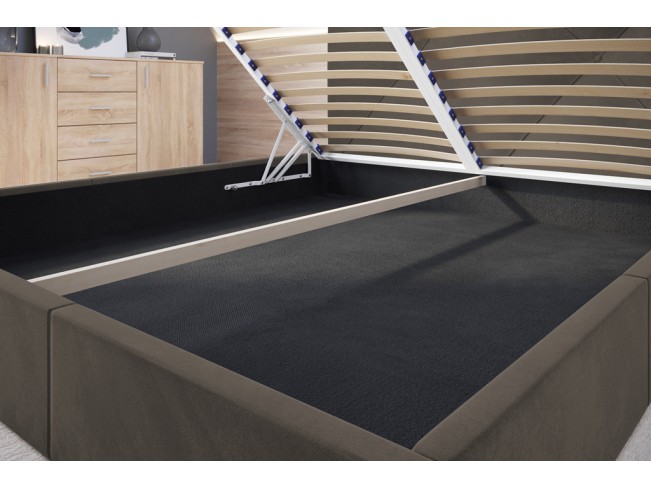 Łóżko tapicerowane Rino 140 Monolith 20 szary brąz