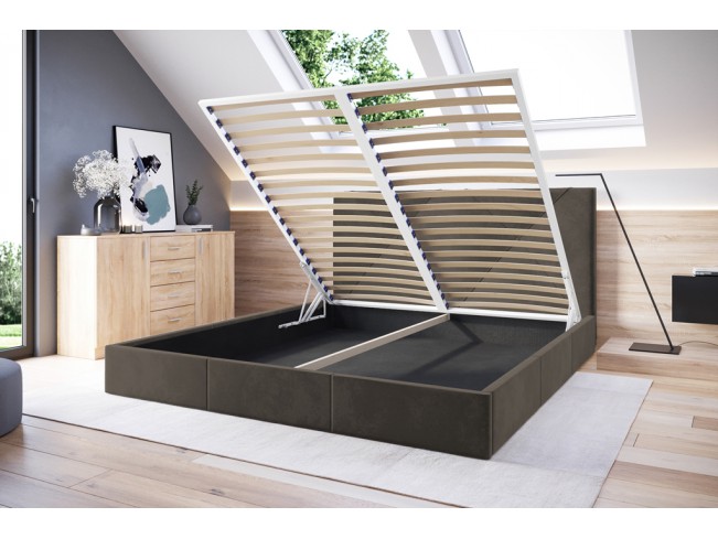 Łóżko tapicerowane Rino 140 Monolith 20 szary brąz