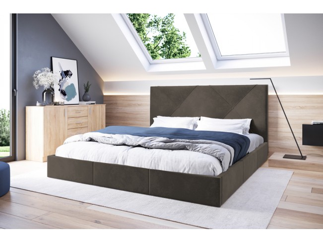 Łóżko tapicerowane Rino 160 Monolith 20 szary brąz