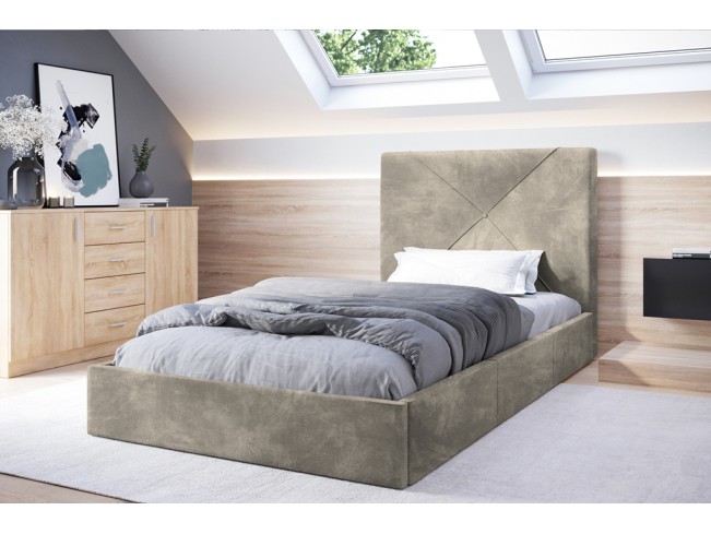 Łóżko tapicerowane Rino 80 Riviera 16 szary beż