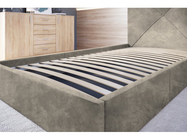 Łóżko tapicerowane Rino 80 Riviera 16 szary beż