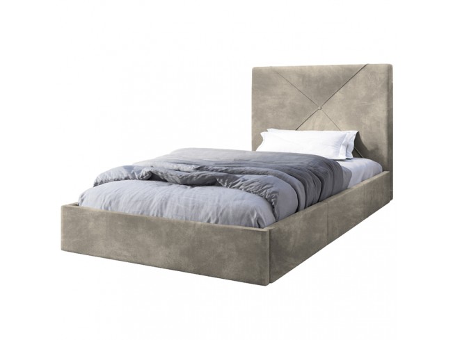 Łóżko tapicerowane Rino 90 Riviera 16 szary beż - aranżacja pokoju